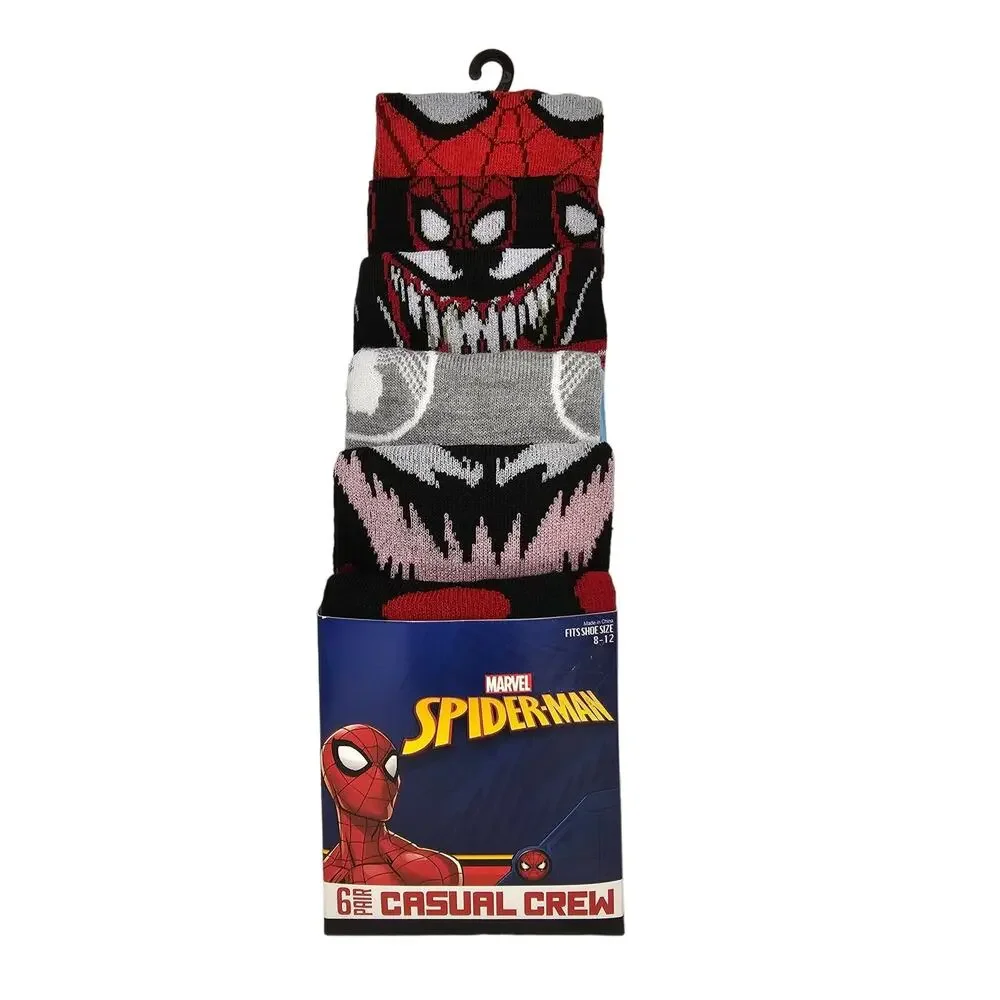 6 pair MARVEL COMICS Spiderman Hyp Venmo Carnage CREW SOCKS Athletic